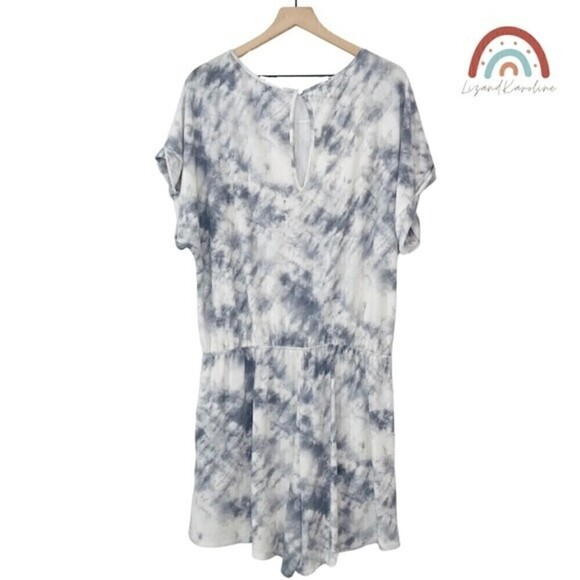New! Gilli Tie Dye Jersey Short Sleeve Stretchy Comfy Lounging Casual Romper - Picture 3 of 16